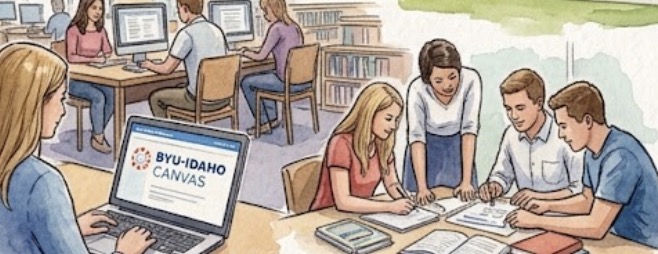 BYU-Idahoの学習管理システムCanvasを使う学生