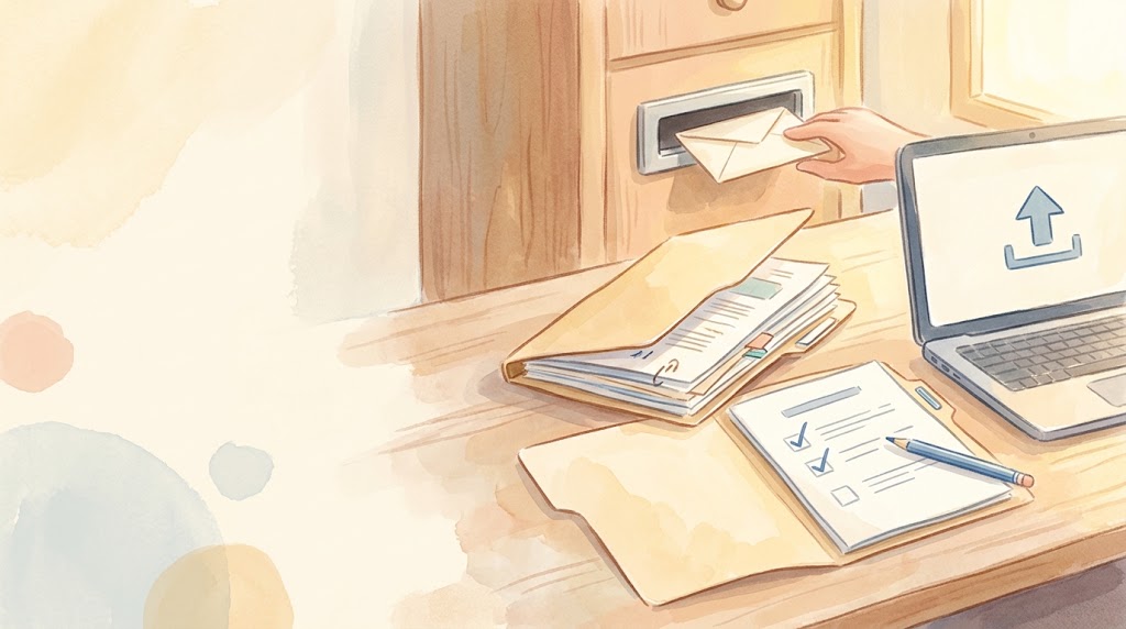 出願書類を準備するイラスト